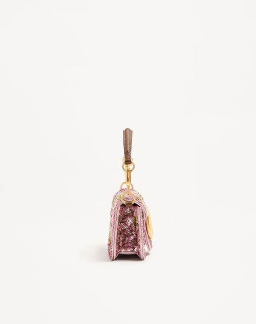 Valentino Garavani - Valentino Garavani Locò Small Embroidered Shoulder Bag - Pink/multicolour - Woman - Shoulder Bags